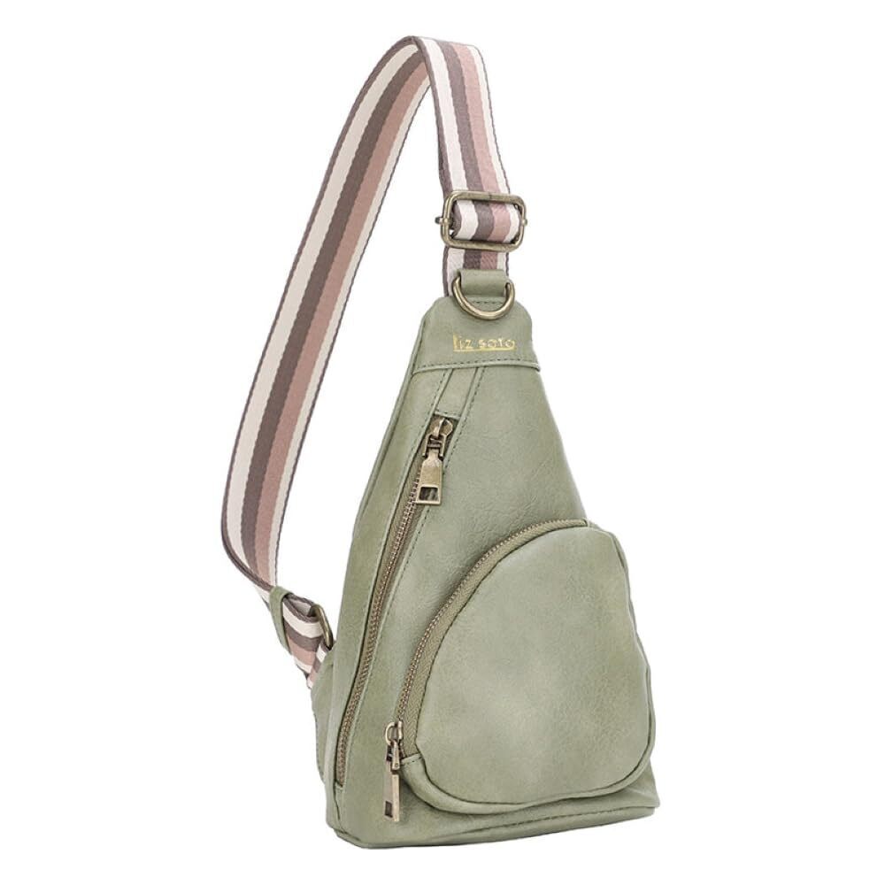 6785 Lori Sling Bag - Chest Bag in Sage Vegan Leather Travel Sling Bag